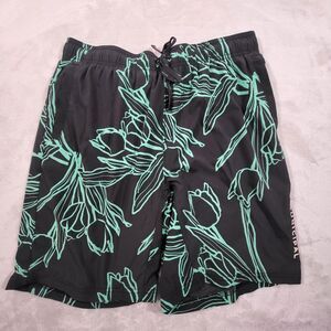 Municipal Sport Utility Shorts Mens Medium Black Neon Wildflower Floral Gym Run